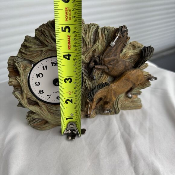 Wild Horses Quartz Clock Carved Stone For Mantel, Desk Or Shelf Tested - Picture 3 of 9
